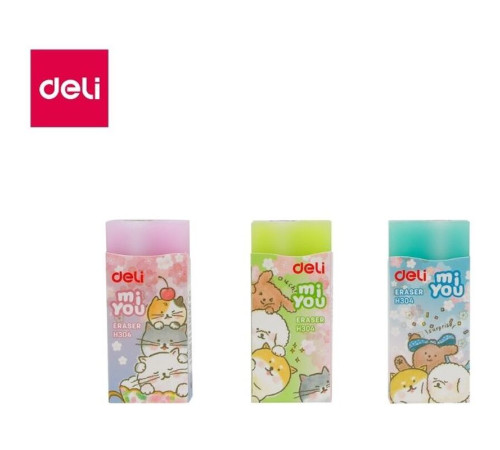 Ластик DELI "MiYou", ассорти (60х24х12 мм)