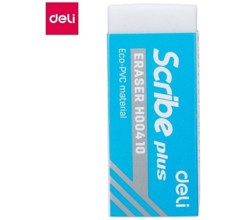 Ластик DELI "Scribe Plus", белый (60х24х12 мм)