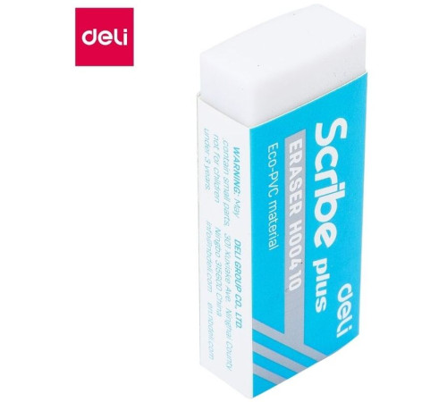 Ластик DELI "Scribe Plus", белый (60х24х12 мм)