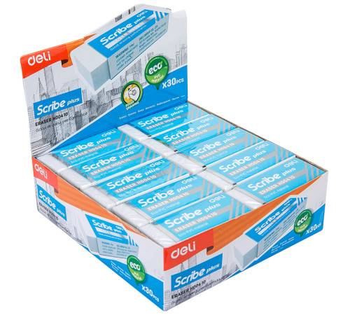 Ластик DELI "Scribe Plus", белый (60х24х12 мм)