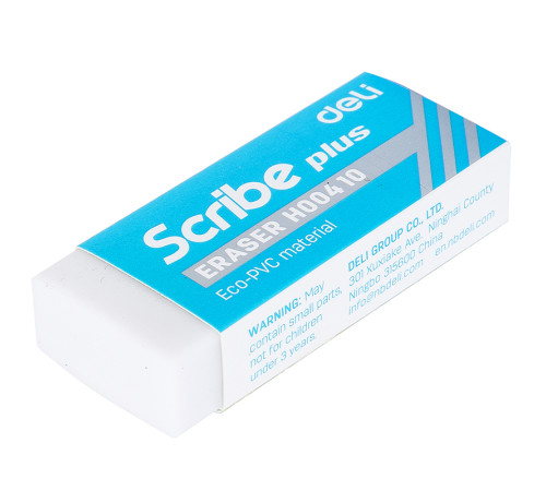 Ластик DELI "Scribe Plus", белый (60х24х12 мм)
