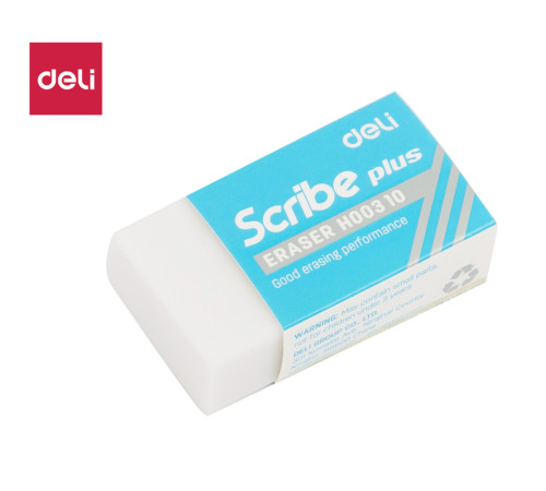 Ластик DELI "Scribe", белый (40х22х12 мм)