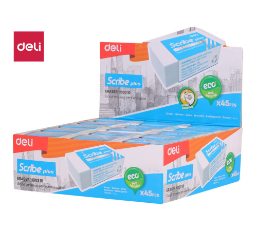 Ластик DELI "Scribe", белый (40х22х12 мм)