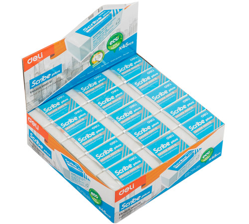 Ластик DELI "Scribe", белый (40х22х12 мм)