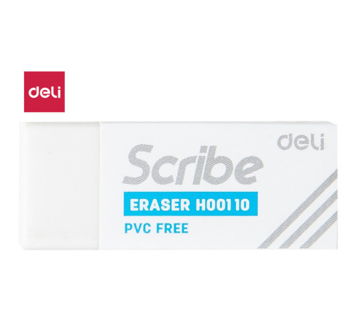 Ластик DELI "Scribe", белый (42х17х10 мм)
