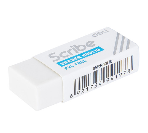 Ластик DELI "Scribe", белый (42х17х10 мм)