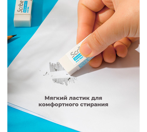 Ластик DELI "Scribe", прямоугольный, белый (42х17х10 мм), 4 шт в упаковке
