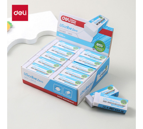 Ластик DELI "UScribe Zero", прямоугольный, белый (60х22х12 мм)