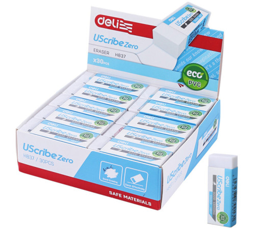 Ластик DELI "UScribe Zero", прямоугольный, белый (60х22х12 мм)