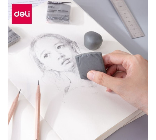 Ластик-клячка DELI "Nuevo", 42х42х12 мм, серый