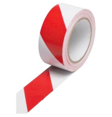 Лента предупреждающая 75 мм х 150 м, красно-белая