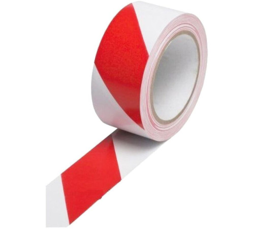 Лента предупреждающая 75 мм х 150 м, красно-белая