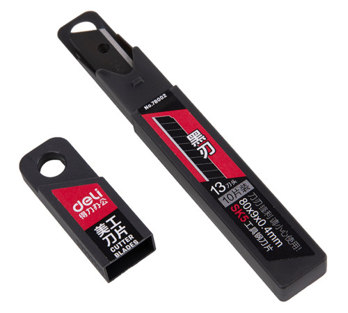 Лезвия запасные DELI для канцелярских ножей, черное, 9 мм (10 шт/упак)