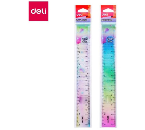 Линейка DELI 20 см, ассорти