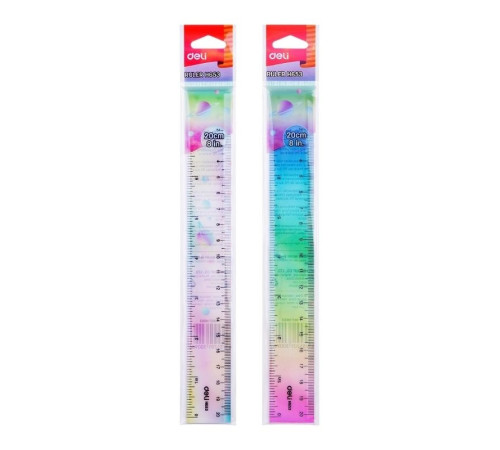 Линейка DELI 20 см, ассорти