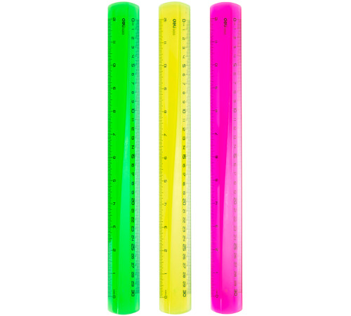 Линейка DELI 30 см, неоновые цвета, ассорти