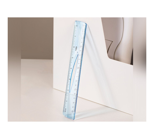 Линейка DELI 30 см, тонированная, голубая