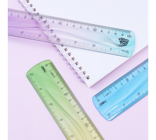 Линейка DELI "Flexible" 20 см, гибкая, ассорти