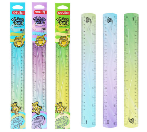 Линейка DELI "Flexible" 30 см, гибкая, ассорти
