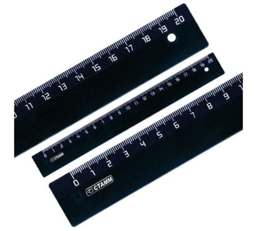Линейка СТАММ 20 см, черная
