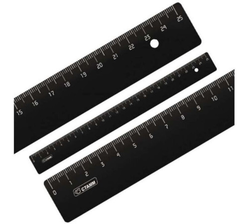 Линейка СТАММ 25 см, черная