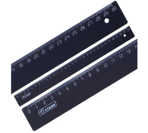 Линейка СТАММ 30 см, черная