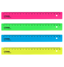 Линейка СТАММ "Neon" 20 см, 4 неоновых цвета