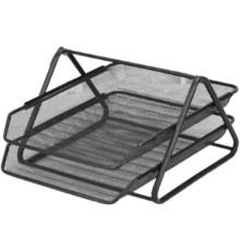 Лоток горизонтальный BASY на 2 отделения, металлический черный