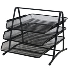 Лоток горизонтальный BASY на 3 отделения, металлический черный