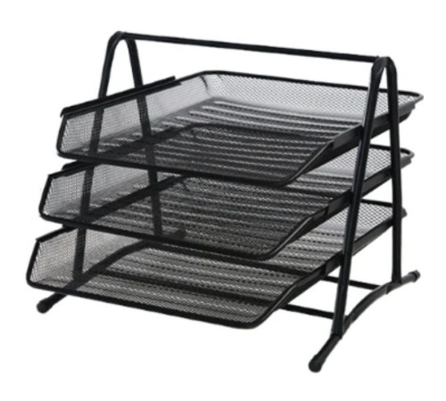 Лоток горизонтальный BASY на 3 отделения, металлический черный