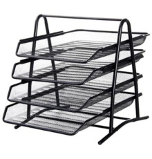 Лоток горизонтальный BASY на 4 отделения, металлический черный