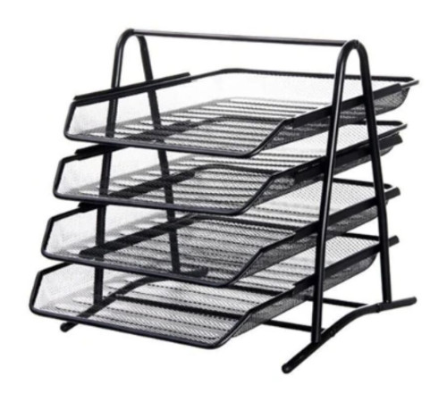 Лоток горизонтальный BASY на 4 отделения, металлический черный