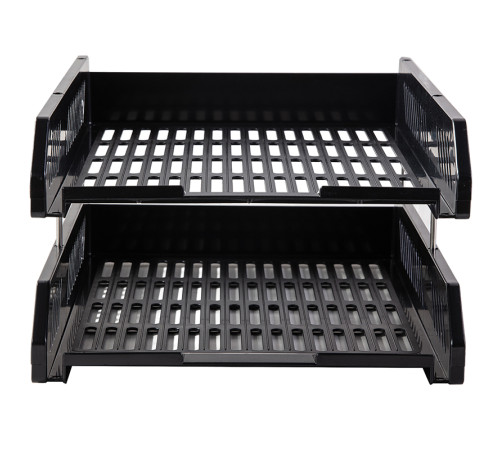 Лоток горизонтальный DELI, 2-х рядный, пластик,  черный