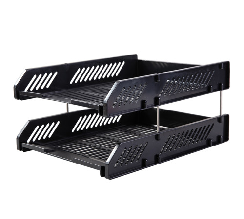 Лоток горизонтальный DELI, 2-х рядный, пластик,  черный