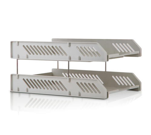 Лоток горизонтальный DELI, 2-х рядный, пластик,  серый