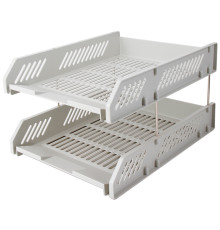 Лоток горизонтальный DELI, 2-х рядный, пластик,  серый