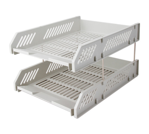 Лоток горизонтальный DELI, 2-х рядный, пластик,  серый