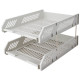 Лоток горизонтальный DELI, 2-х рядный, пластик,  серый