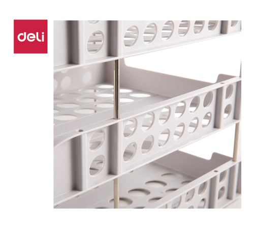 Лоток горизонтальный DELI, 3-х рядный, пластик, серый