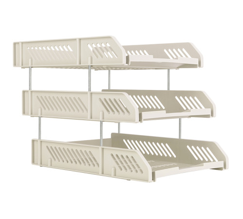 Лоток горизонтальный DELI, 3-х рядный,  пластик, серый