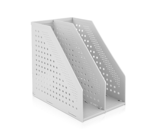 Лоток вертикальный DELI, 2 отделения, складной, серый