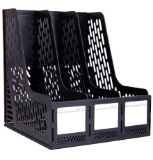 Лоток вертикальный DELI, 3 отделения, чёрный