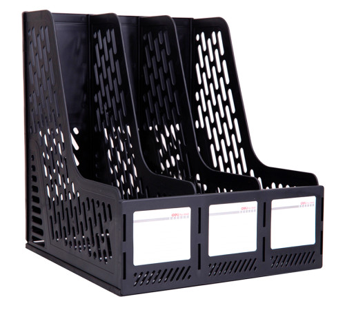 Лоток вертикальный DELI, 3 отделения, чёрный