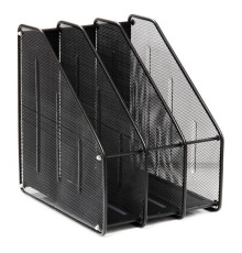 Лоток вертикальный DELI, 3 отделения, металлический, черный