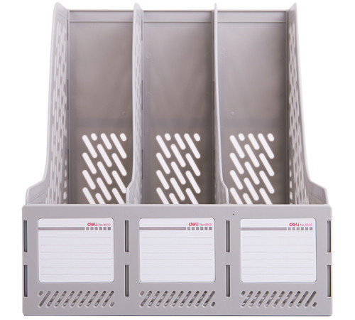 Лоток вертикальный DELI, 3 отделения, серый