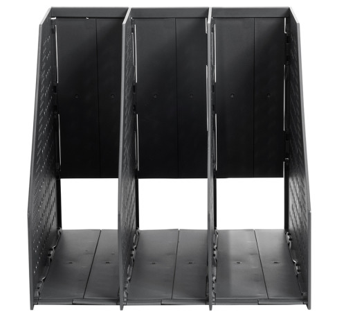 Лоток вертикальный DELI, 3 отделения, складной, темно-серый