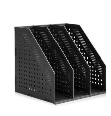 Лоток вертикальный DELI, 3 отделения, складной, темно-серый