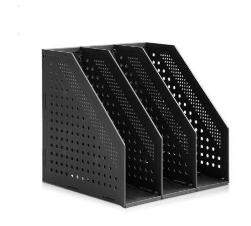 Лоток вертикальный DELI, 3 отделения, складной, темно-серый