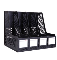 Лоток вертикальный DELI, 4 отделения, черный