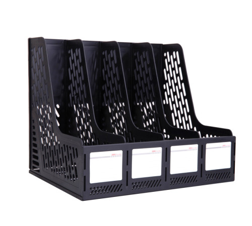 Лоток вертикальный DELI, 4 отделения, черный